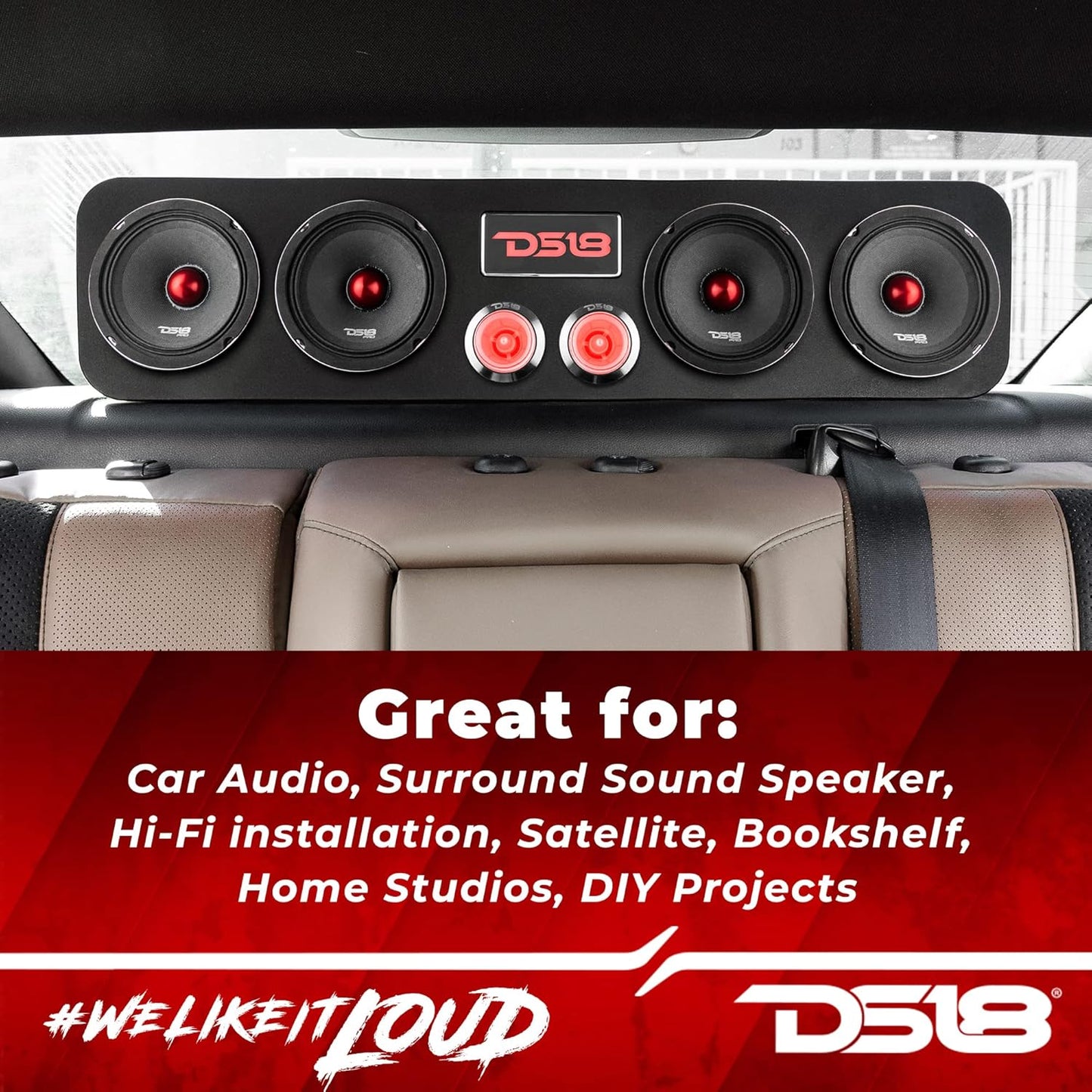 PRO-X5.4BM Loudspeaker - 5.25", Midrange, Red Aluminum Bullet, 300W Max, 150W RMS, 4 Ohms - Premium Quality Audio Door Speakers for Car or Truck Stereo Sound System (1 Speaker)