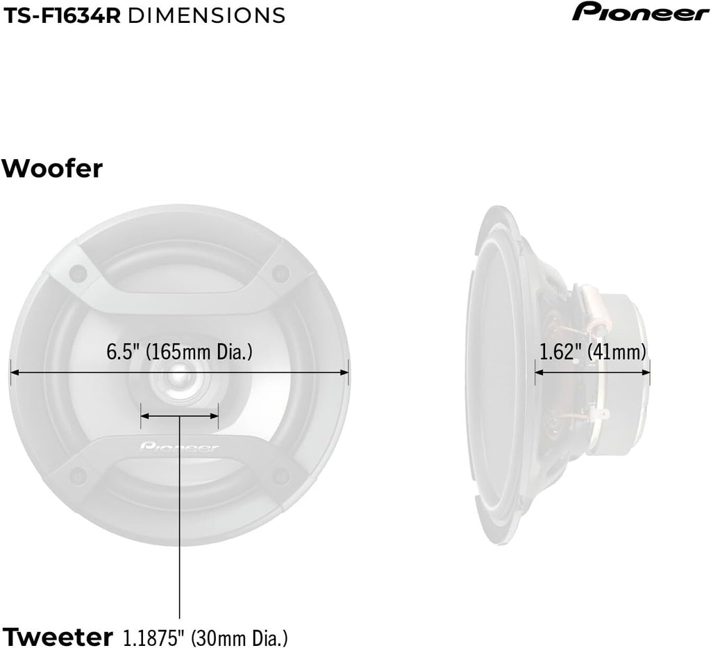 4 X Pioneer TS-F1634R 6.5" 2-Way Car Audio Coaxial Speakers 200 Watts Each