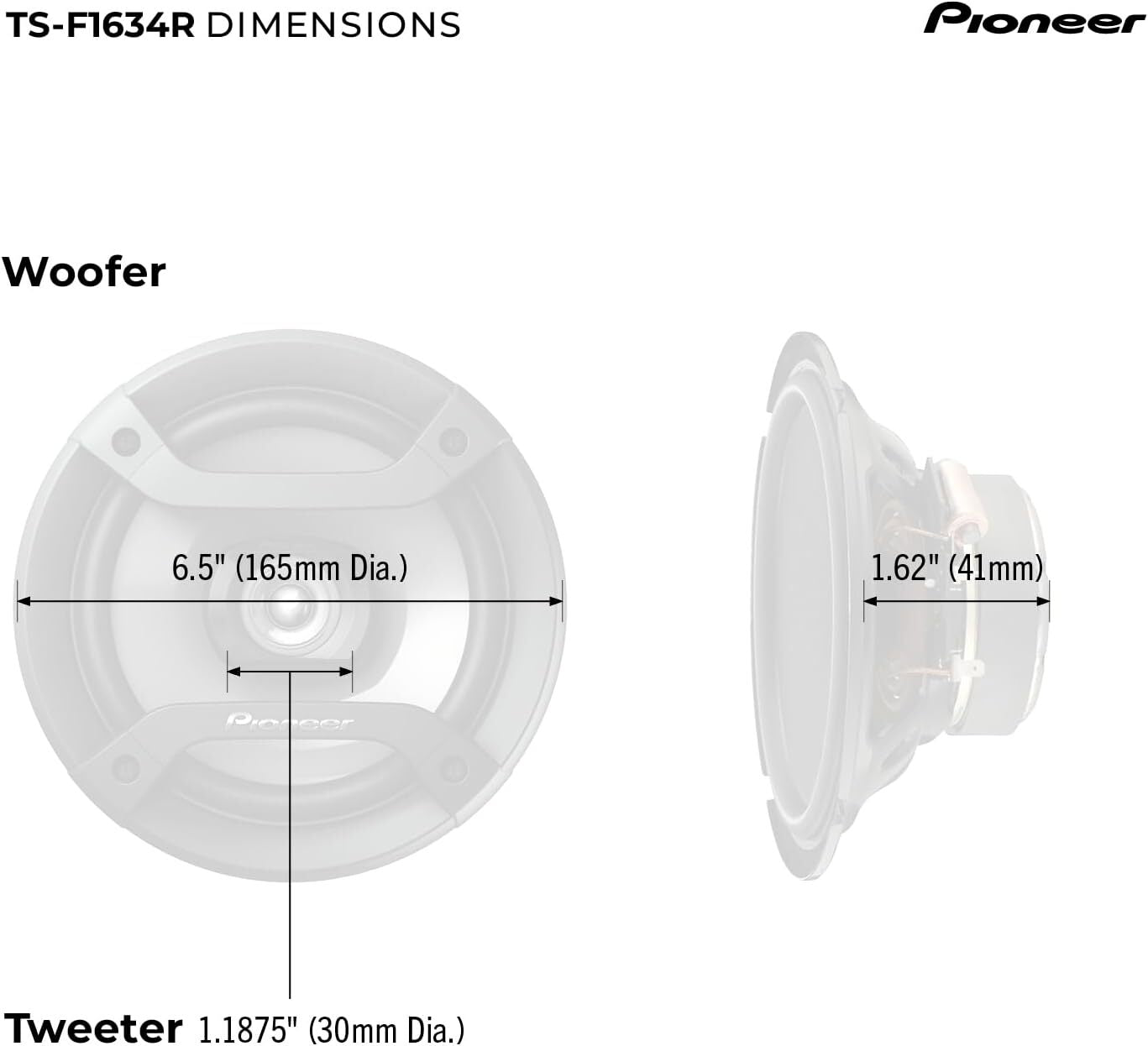 4 X Pioneer TS-F1634R 6.5" 2-Way Car Audio Coaxial Speakers 200 Watts Each