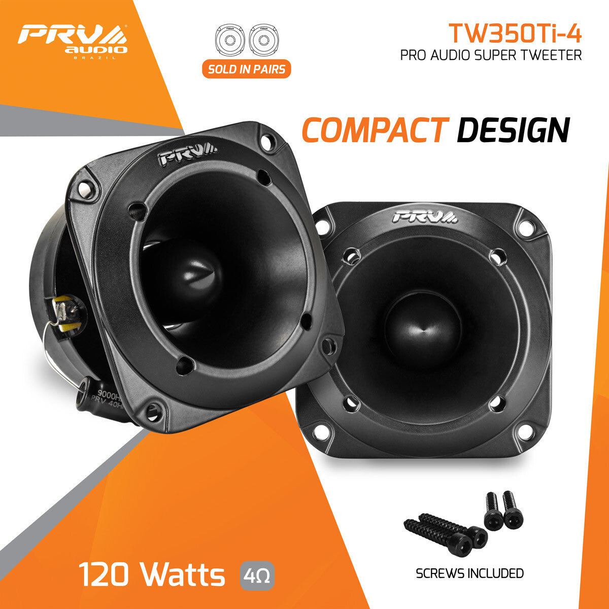 4X PRV 480 Watts Car Audio 3" Super Tweeter Tw350Ti-4 Bullet 4 Ohms Titanium
