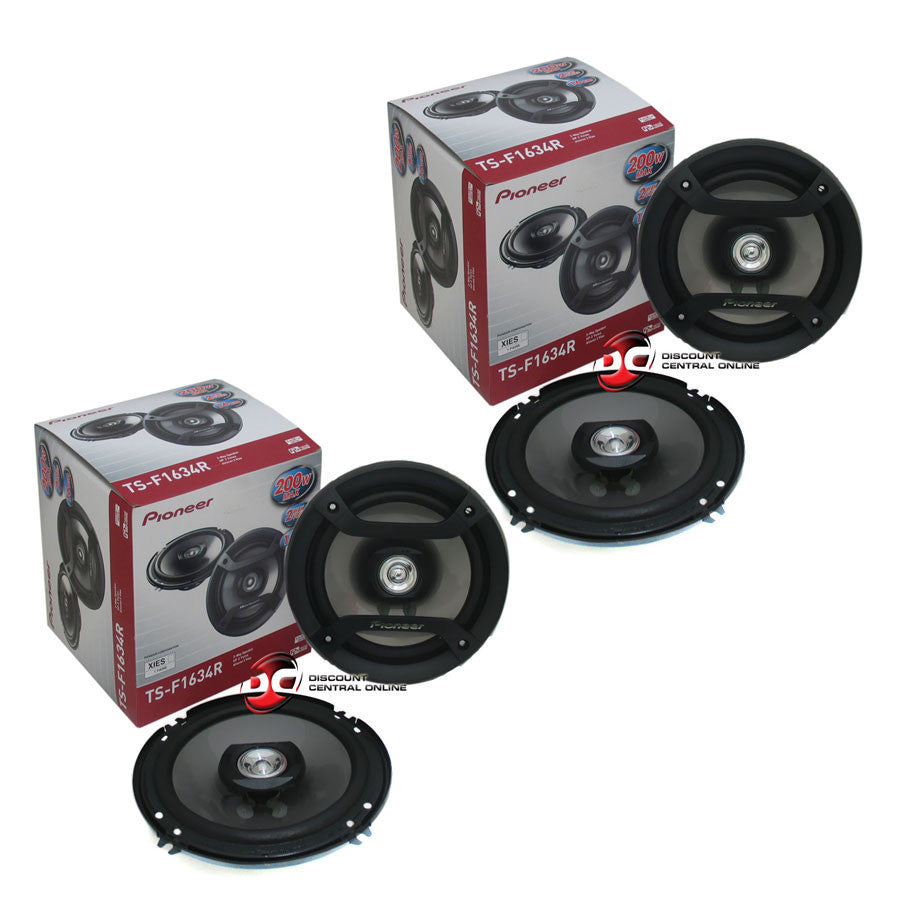 4 X Pioneer TS-F1634R 6.5" 2-Way Car Audio Coaxial Speakers 200 Watts Each