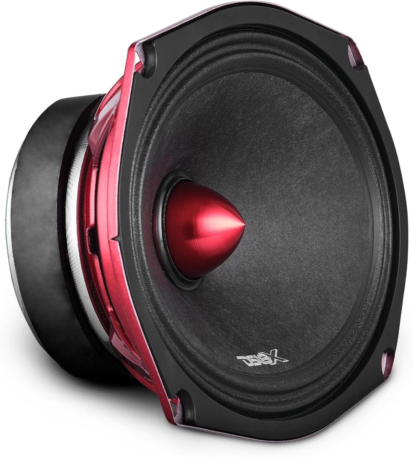 PRO-X5.4BM Loudspeaker - 5.25", Midrange, Red Aluminum Bullet, 300W Max, 150W RMS, 4 Ohms - Premium Quality Audio Door Speakers for Car or Truck Stereo Sound System (1 Speaker)