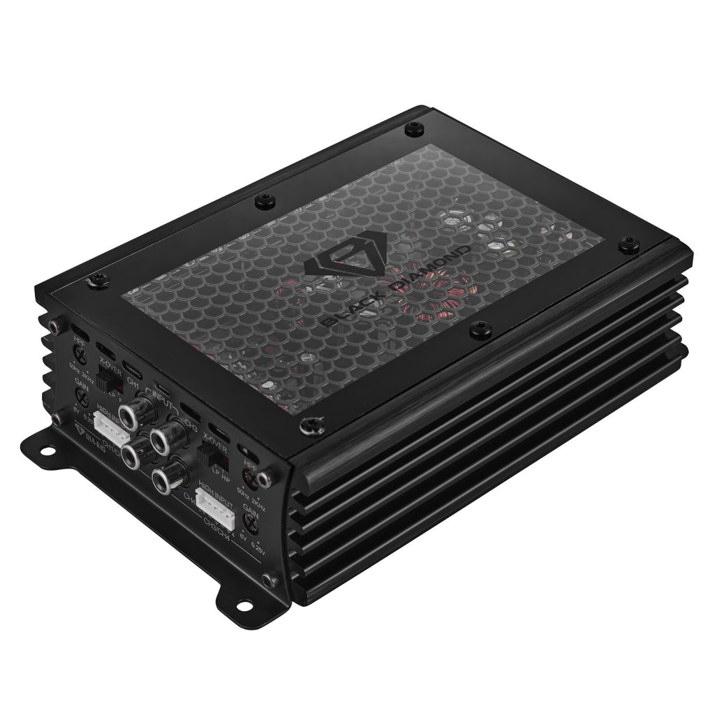 4X 6.5" Midrange Speakers with Bullet and Amplifier - Black Diamond Bundle