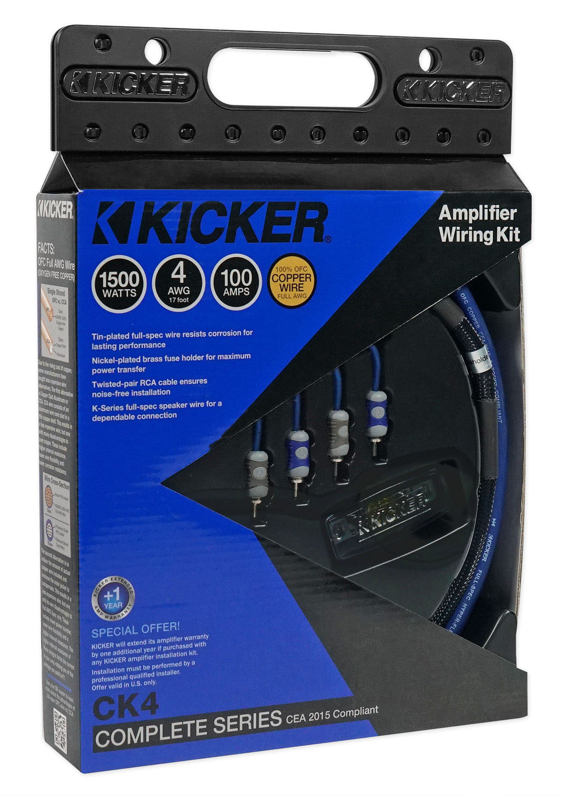 KICKER 46CK4 4 Gauge 4 AWG Complete Amplifier Amp Installation Wire Kit 4GA