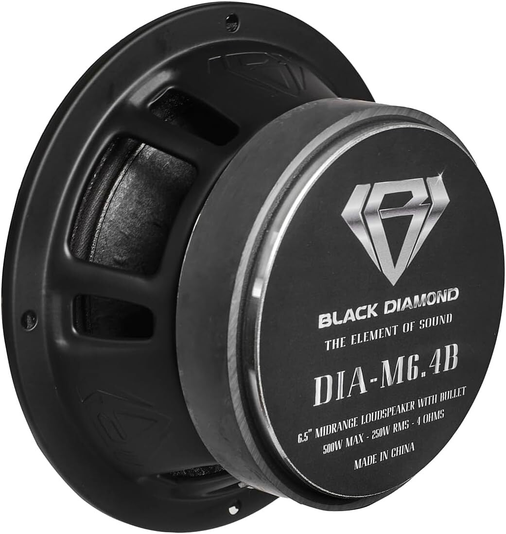 4X 6.5" Midrange Speakers with Bullet and Amplifier - Black Diamond Bundle